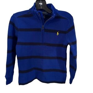 Polo Ralph Lauren Sweater 1/4 Zip  Boys 3T Blue Striped  Pony Logo